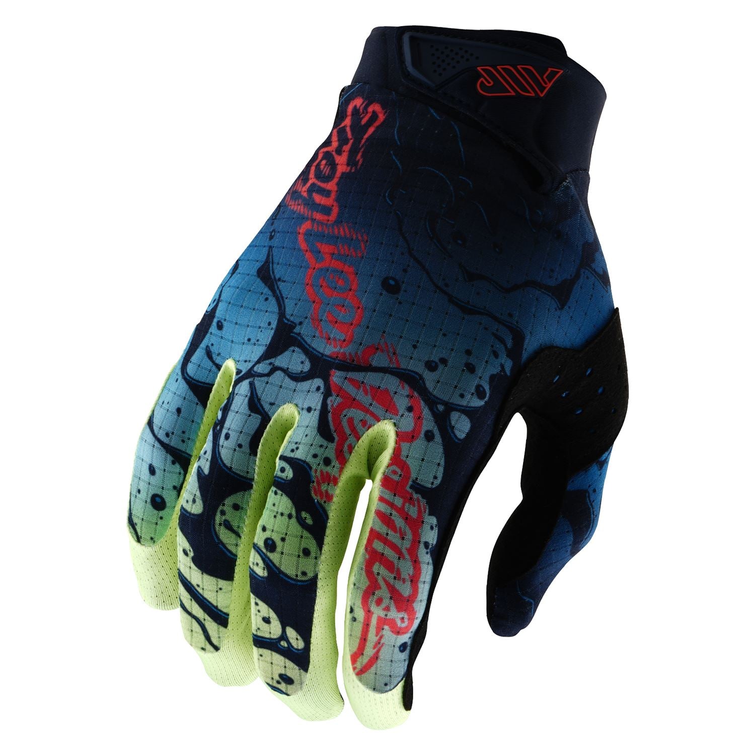 Troy Lee Designs Spring 2025 MX Gloves AIR Drip Glo Yellow Dark Navy